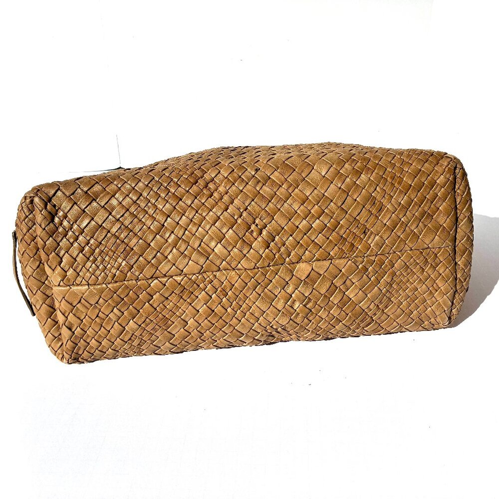 Original Falorni Italia Le Borse F1396 Woven Leather Tote Bag w/Zip Pouch Mocha - Picture 7 of 16